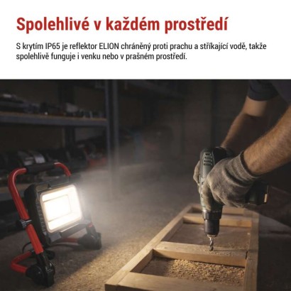 LED reflektor ELION 50W, červeno-černý, IP65, 8000 lm, neutrální bílá