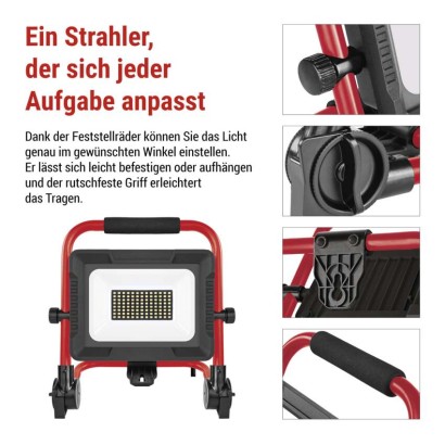 LED reflektor ELION 50W, rot-schwarz, IP65, 8000 lm, neutralweiß