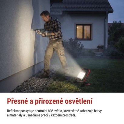 LED reflektor ELION 50W, červeno-černý, IP65, 8000 lm, neutrální bílá