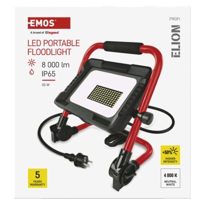 LED reflektor ELION 50W, rot-schwarz, IP65, 8000 lm, neutralweiß