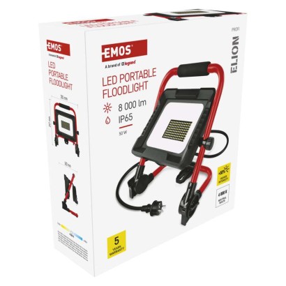 LED reflektor ELION 50W, rot-schwarz, IP65, 8000 lm, neutralweiß