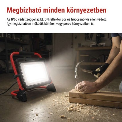 LED reflektor ELION 100W, red-fekete, IP65, 16 000 lm, természetes fehér