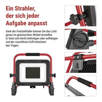 LED reflektor ELION 100W, rot-schwarz, IP65, 16 000 lm, neutralweiß