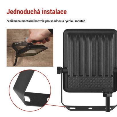 LED reflektor VISIO, 10 W, černý, neutrální bílá