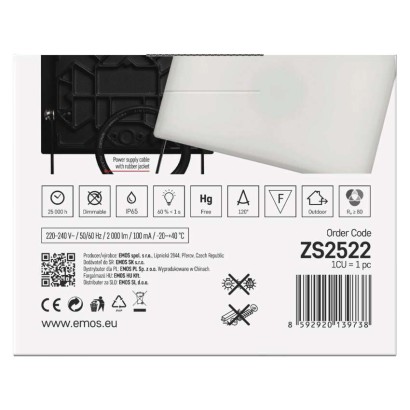 LED reflektor TAMBO, 20 W, 2000 lm, IP65, černý