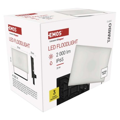 LED reflektor TAMBO, 20 W, 2000 lm, IP65, černý