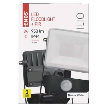 EMOS Ilio LED reflektor 10.5W 950lm mozgásérzékelővel IP44 term. fehér
