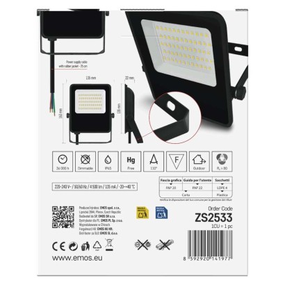 LED reflektor VISIO, 30 W, černý, neutrální bílá