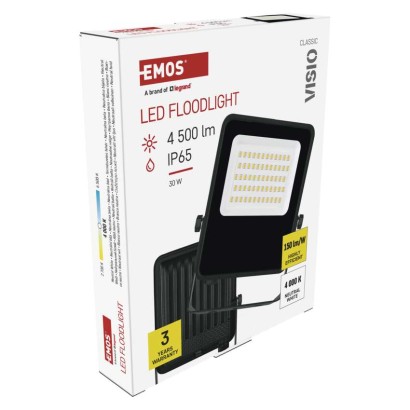 LED reflektor VISIO, 30 W, černý, neutrální bílá
