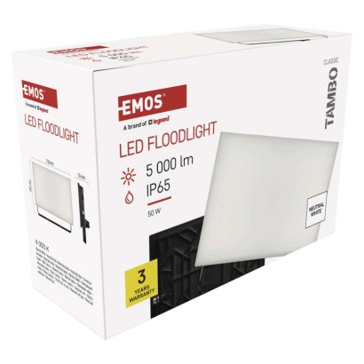 LED-es reflektor TAMBO, 50 W, 5000 lm, IP65, fekete