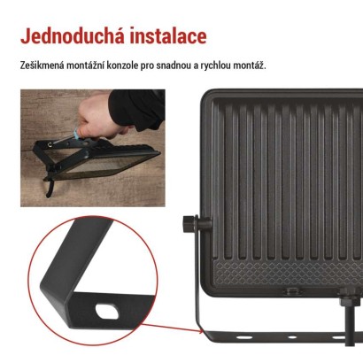 LED reflektor VISIO, 50 W, černý, neutrální bílá