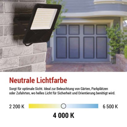 LED-Strahler VISIO schwarz, 100 W neutralweiß