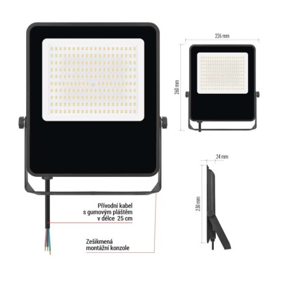 LED reflektor VISIO, 100 W, černý, neutrální bílá