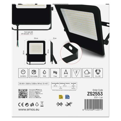 LED reflektor VISIO, 100 W, černý, neutrální bílá