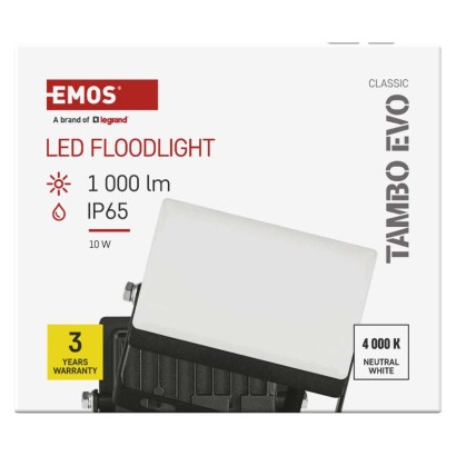LED reflektor TAMBO EVO, 10 W, 1000 lm, IP65, černý