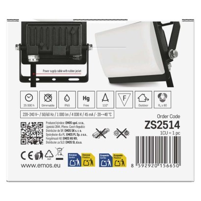 LED reflektor TAMBO EVO, 10 W, 1000 lm, IP65, černý