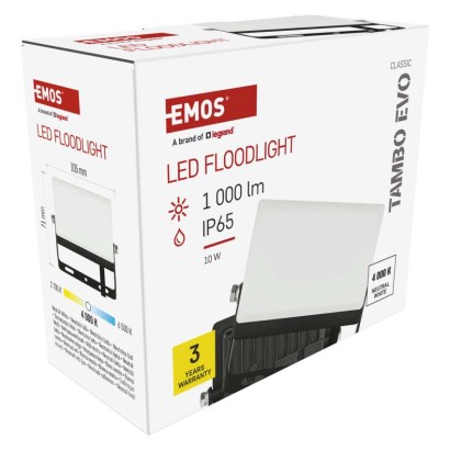 LED reflektor TAMBO EVO, 10 W, 1000 lm, IP65, černý