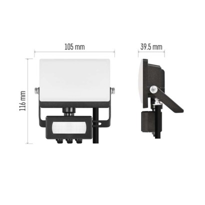LED reflektor TAMBO EVO se senzorem pohybu, 10 W, 1000 lm, IP65, černý