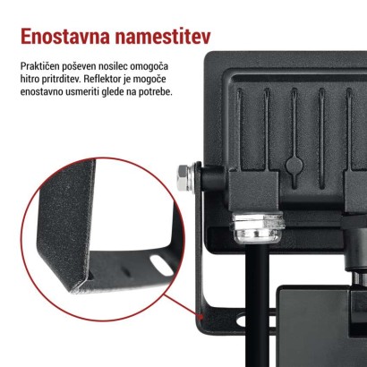 LED reflektor TAMBO EVO s senzorjem gibanja, 10 W, 1000 lm, IP65, črna