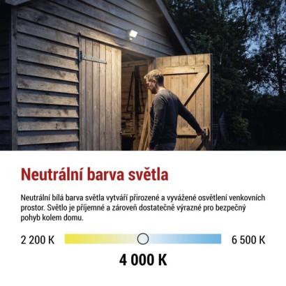 LED reflektor TAMBO EVO se senzorem pohybu, 10 W, 1000 lm, IP65, černý