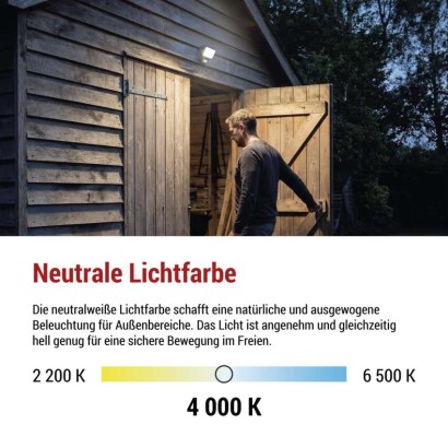 LED-Fluter TAMBO EVO mit Bewegungssensor, 10 W, 1000 lm, IP65, schwarz