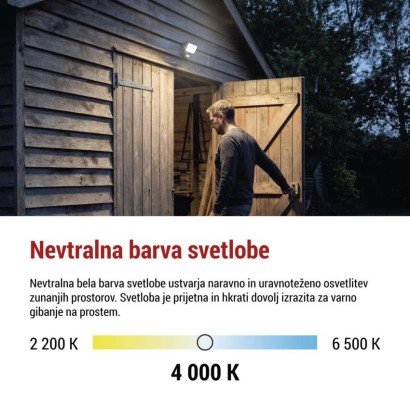 LED reflektor TAMBO EVO s senzorjem gibanja, 10 W, 1000 lm, IP65, črna