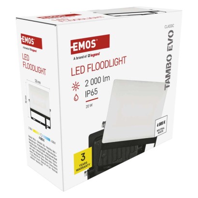 LED reflektor TAMBO EVO, 20 W, 2000 lm, IP65, černý