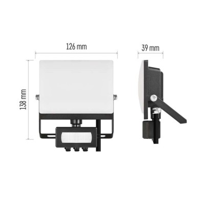 LED reflektor TAMBO EVO  se senzorem pohybu, 20 W, 2000 lm, IP65, černý