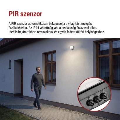 LED-es reflektor TAMBO EVO mozgásérzékelővel, 20 W, 2000 lm, IP65, fekete