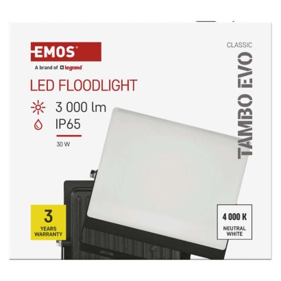 LED reflektor TAMBO EVO, 30 W, 3000 lm, IP65, černý