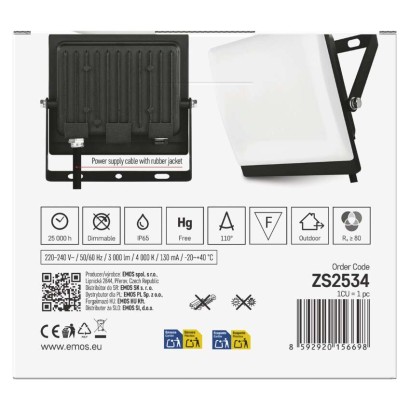 LED reflektor TAMBO EVO, 30 W, 3000 lm, IP65, černý