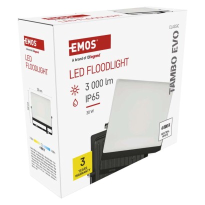 LED reflektor TAMBO EVO, 30 W, 3000 lm, IP65, černý