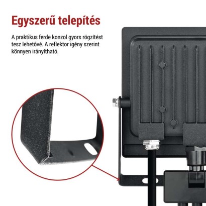 LED-es reflektor TAMBO EVO mozgásérzékelővel, 30 W, 3000 lm, IP65, fekete