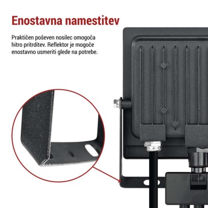 LED reflektor TAMBO EVO s senzorjem gibanja, 30 W, 3000 lm, IP65, črna