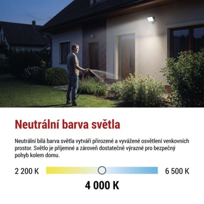 LED reflektor TAMBO EVO se senzorem pohybu, 30 W, 3000 lm, IP65, černý