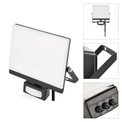 LED reflektor TAMBO EVO se senzorem pohybu, 30 W, 3000 lm, IP65, černý