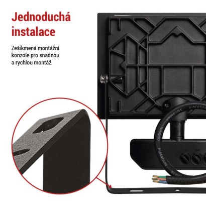 LED reflektor TAMBO se senzorem pohybu, 30 W, 3000 lm, černý