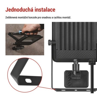 LED reflektor VISIO s pohybovým čidlem, 30 W, černý, neutrální bílá