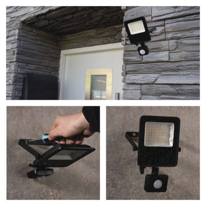 LED reflektor VISIO s pohybovým čidlem, 30 W, černý, neutrální bílá