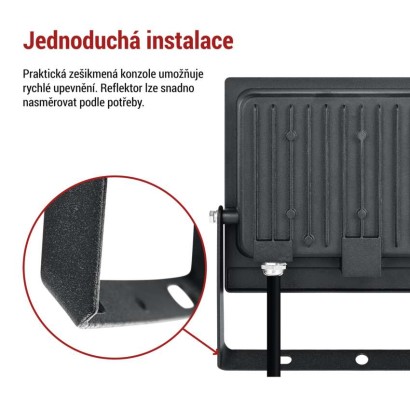 LED reflektor TAMBO EVO, 50 W, 5000 lm, IP65, černý