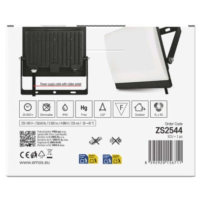 LED reflektor TAMBO EVO, 50 W, 5000 lm, IP65, černý