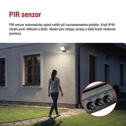 LED reflektor TAMBO EVO se senzorem pohybu, 50 W, 5000 lm, IP65, černý