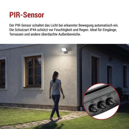LED-Fluter TAMBO EVO mit Bewegungssensor, 50 W, 5000 lm, IP65, schwarz