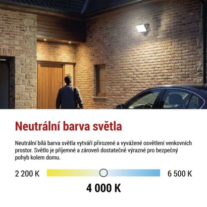 LED reflektor TAMBO EVO se senzorem pohybu, 50 W, 5000 lm, IP65, černý
