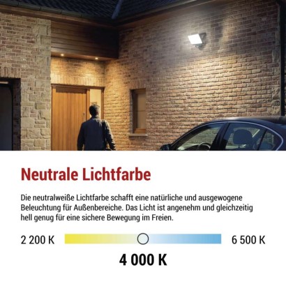 LED-Fluter TAMBO EVO mit Bewegungssensor, 50 W, 5000 lm, IP65, schwarz