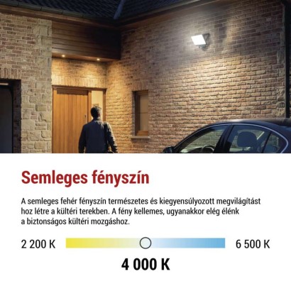 LED-es reflektor TAMBO EVO mozgásérzékelővel, 50 W, 5000 lm, IP65, fekete
