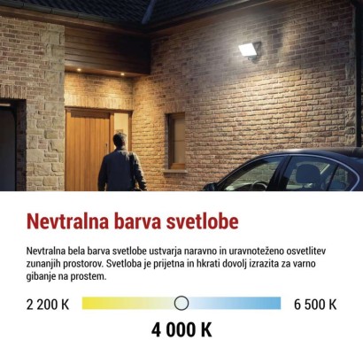 LED reflektor TAMBO EVO s senzorjem gibanja, 50 W, 5000 lm, IP65, črna