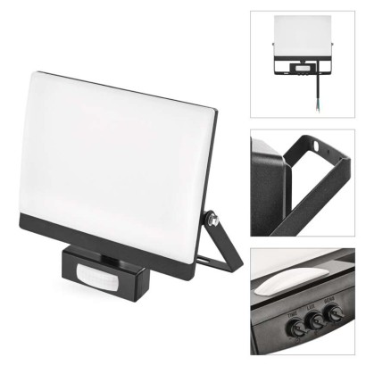 LED reflektor TAMBO EVO se senzorem pohybu, 50 W, 5000 lm, IP65, černý