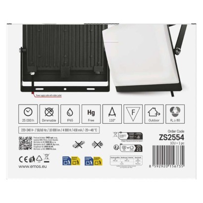LED reflektor TAMBO EVO, 100 W, 10 000 lm, IP65, černý