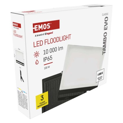 LED reflektor TAMBO EVO, 100 W, 10 000 lm, IP65, černý